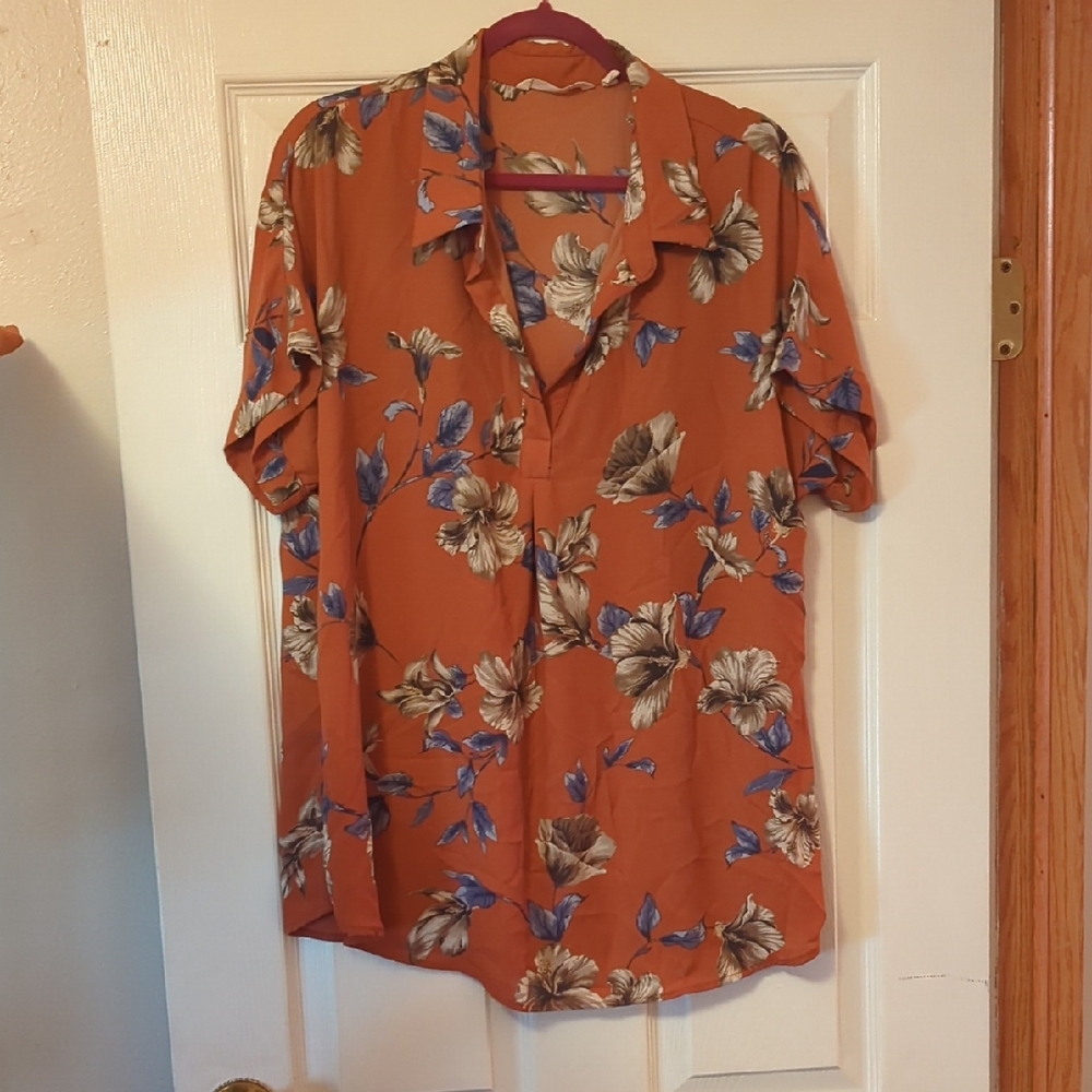Soft Surroundings Orange Relaxed Button Down Shirt
